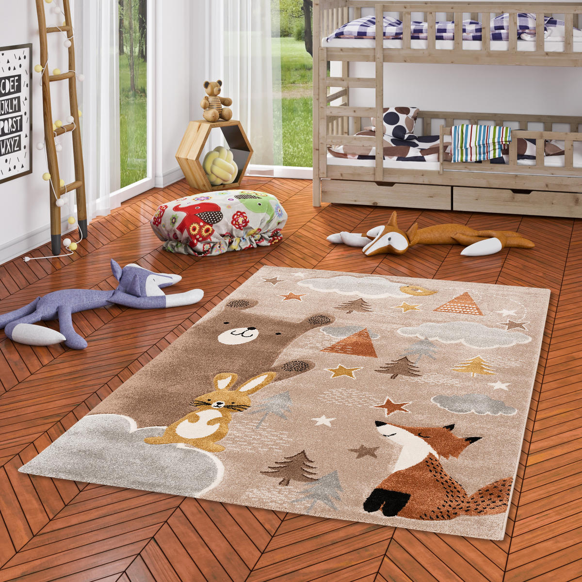 KINDER TEPPICH MAUI KIDS FUCHS UND BÄR - Braun, Textil (80/150cm) - Pergamon