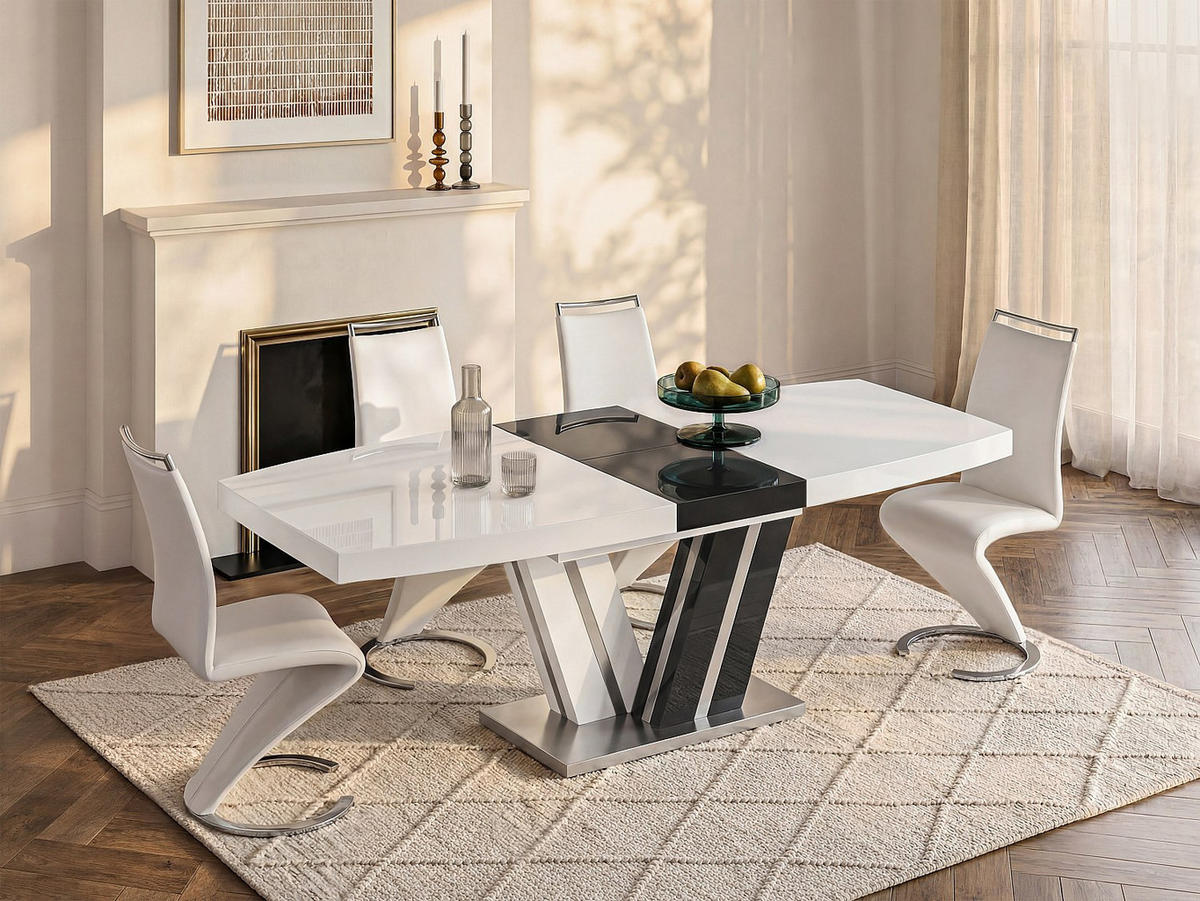 ESSTISCH - 6 Personen, 8 Personen - Holz, Platte - Anthrazitgrau, Weiß NOAMI - Anthrazit/Weiß, Holz (90/180/75cm) - Vente-Unique