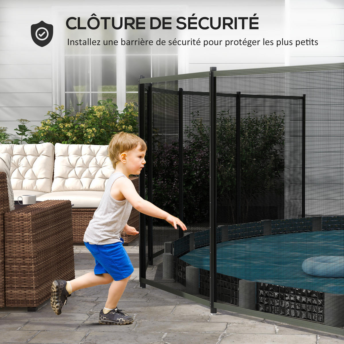 POOL-SICHERHEITSZAUN,4-TEILIGES Set 365x126cm,schwarz - Schwarz, Metall (365/126cm) - Vallsero