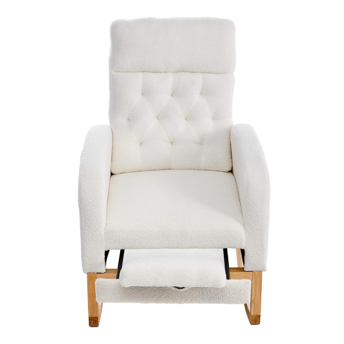SCHAUKELSTUHL Creme Polyester mit Fußstütze verstellbar und Rückenlehne Lendenkissen - Creme, Textil (70/97.5/89cm) - Oxeza