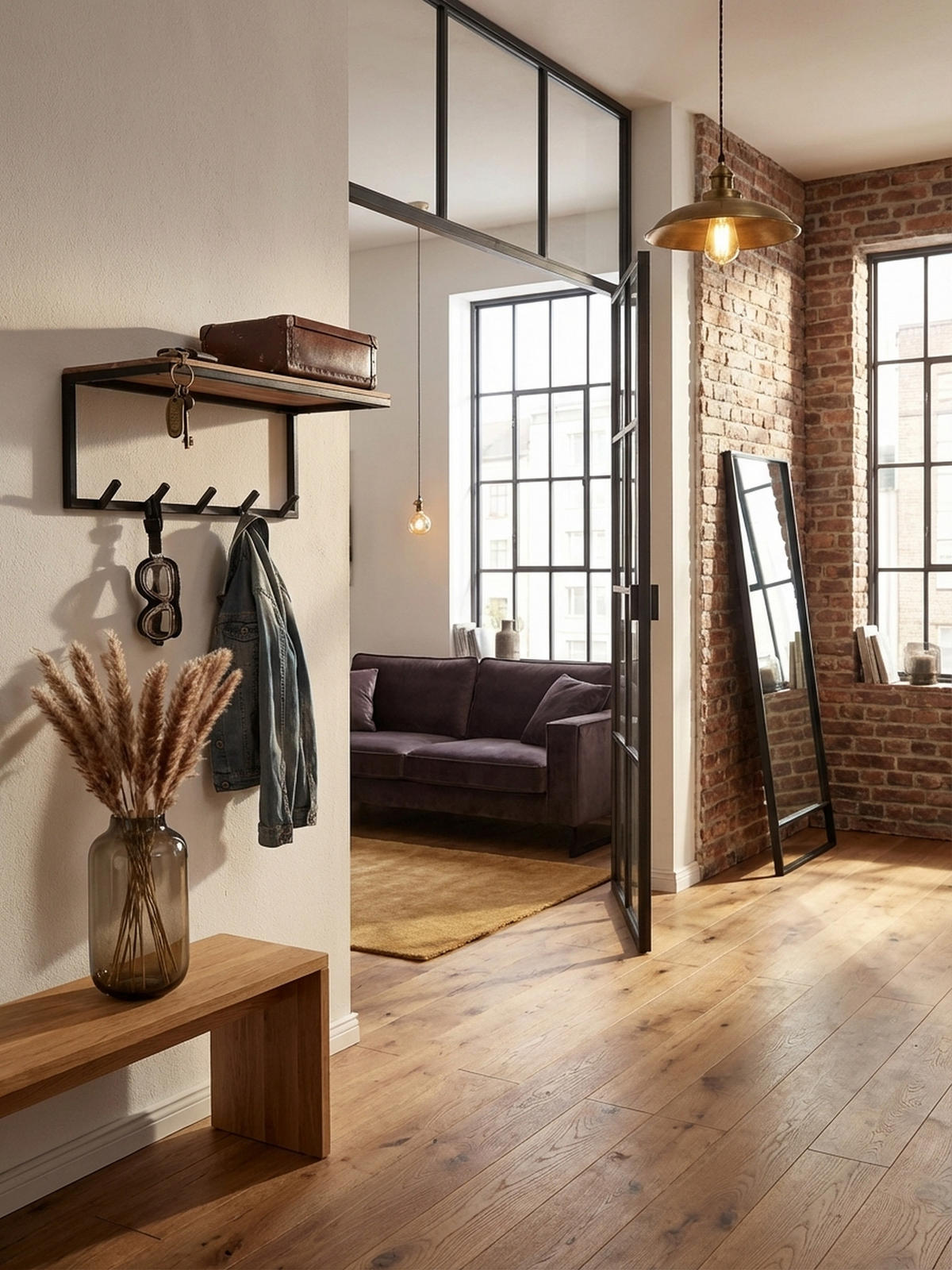 WANDGARDEROBE Akazie Massivholz Metall Modern 70x27x30 cm mit Hakenleiste und Ablage - Beige, Holz/Metall (70/27/30cm) - KADIMA DESIGN