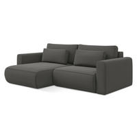 ECKSOFA mit Schlaffunktion Samt Stoff Grau - Dunkelgrau/Schwarz, Kunststoff/Textil (149/240cm) - LaMiaSofa