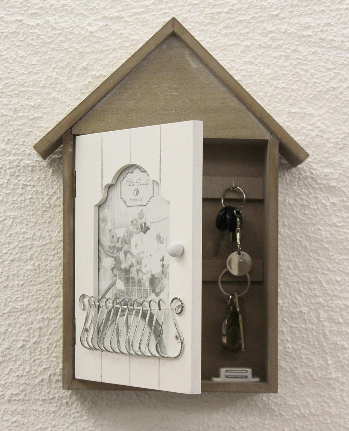 SCHLÜSSELKASTEN mit Bilderrahmen 34 cm 17431 - Beige, Holz (19/34/6cm)