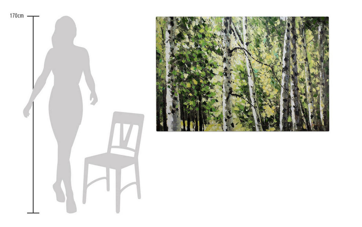 ÖLGEMÄLDE 123/83 cm - Grün, Holz/Textil (3/83cm) - KUNSTLOFT