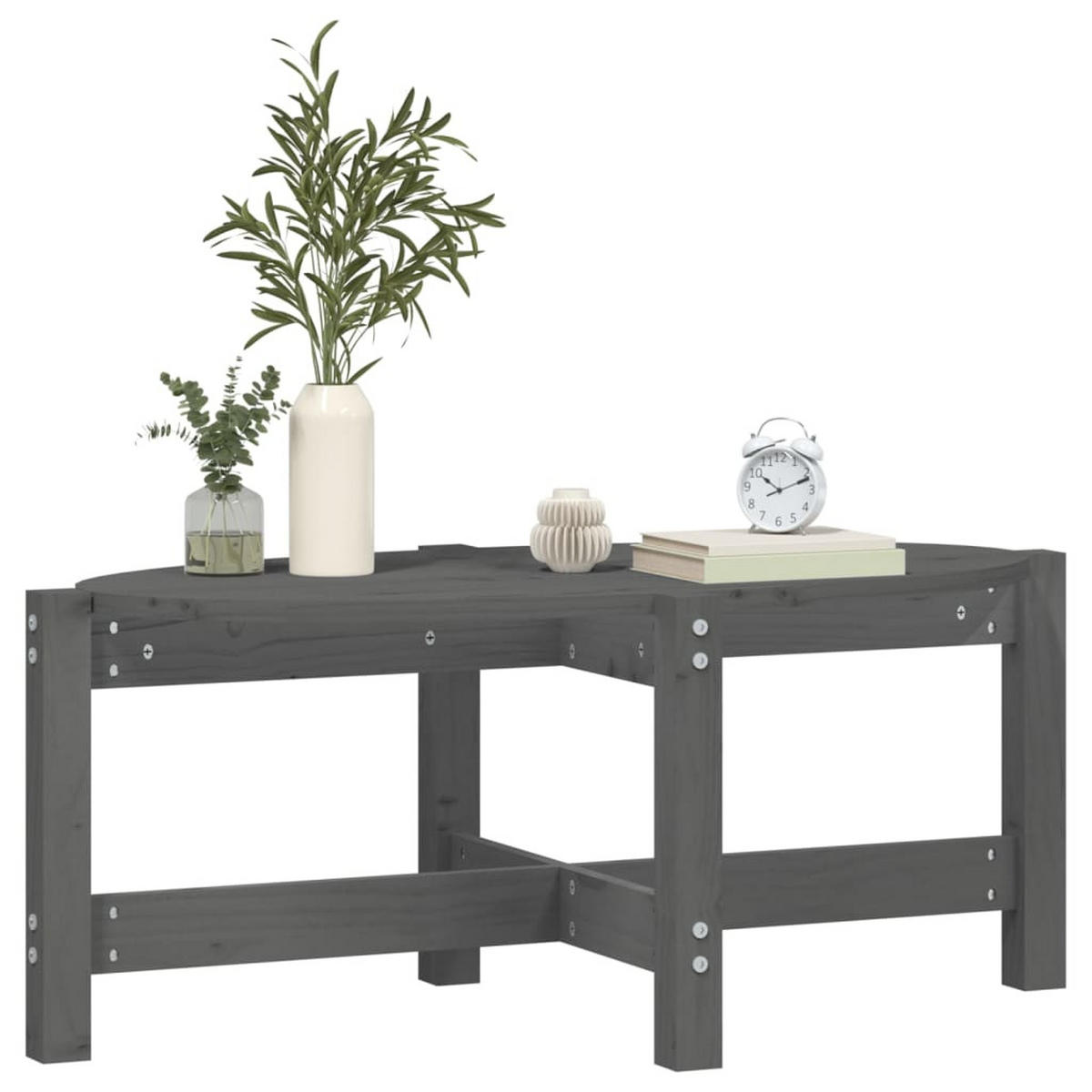 COUCHTISCH Grau 87x48x35 cm Massivholz Kiefer - Grau, Holz (87/48/35cm) - furnicato