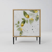 SIDEBOARD ELEGANT BOTANICS, Eichefarben, 57,5x42x72,5 cm, Schwarze Metallfüße - Eichefarben/Multicolor, Holzwerkstoff/Metall (57.5/72.5/42cm) - SpaceRebels