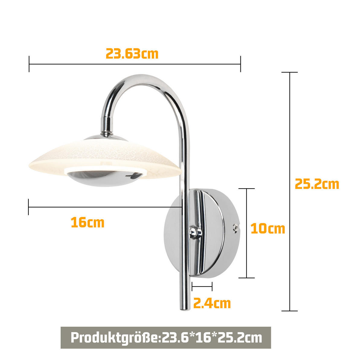 LED-WANDLEUCHTE Flashing 23.6/16/25.2 cm - Silberfarben, Metall (16/25.2/23.6cm) - ZMH