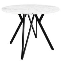 ESSTISCH Rund 100cm Marmor MDF Schwarz Metallbeine - Schwarz, Holzwerkstoff (100/100/76cm) - FLIEKS