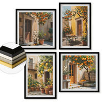 WANDBILDER 4er-Set - 50x50 cm & 40x60 cm Schwarzer Rahmen - Zitrusfrüchte in der Sonne - Schwarz, Kunststoff (50/50cm) - ArtPrintCave