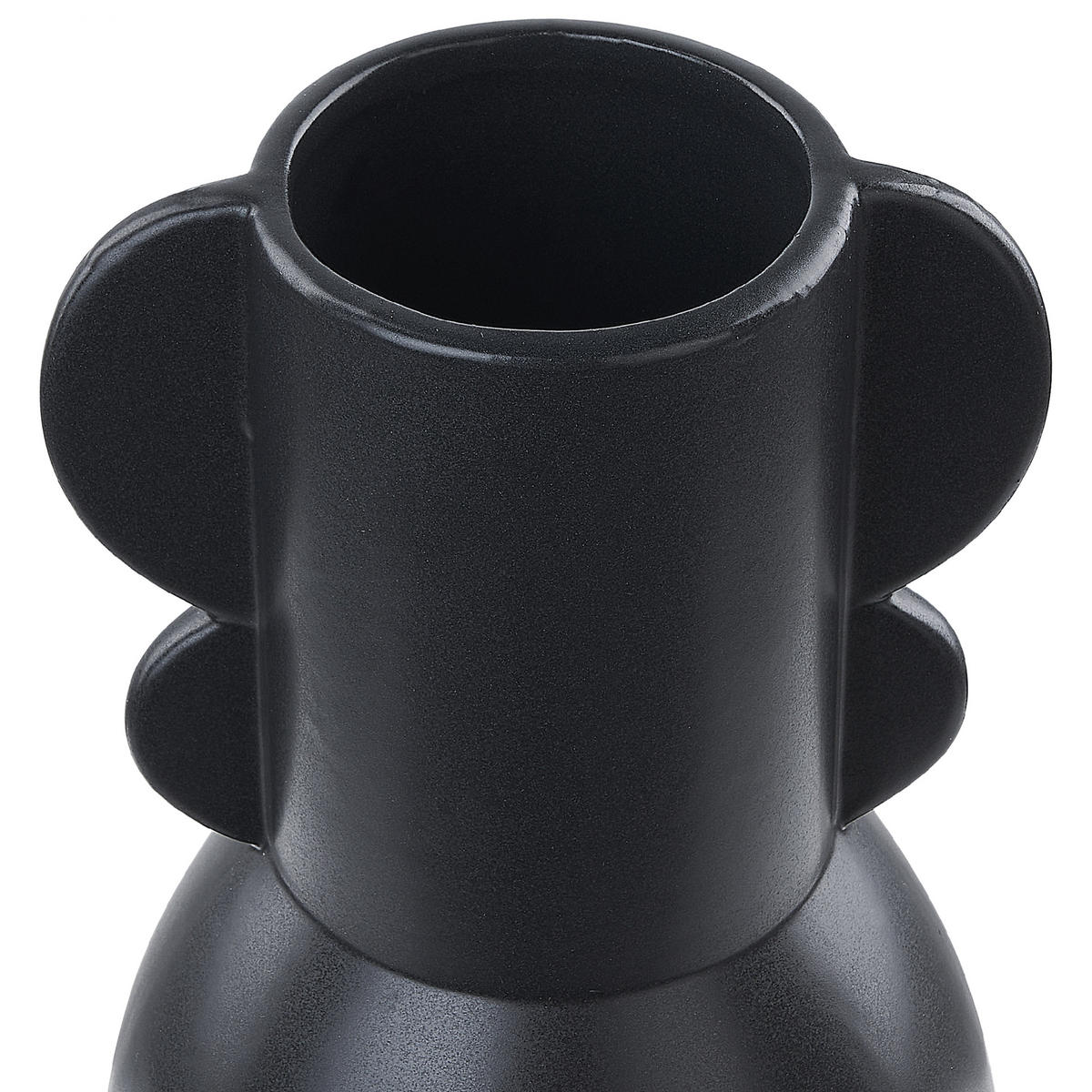 BLUMENVASE Porzellan schwarz Mytilene - Schwarz, Keramik (29cm) - Beliani