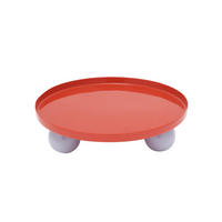 SERVIERTABLETT Double Funky Rot 25/25/6.5 cm - Rot, Metall (25/6.5/25cm) - Present Time