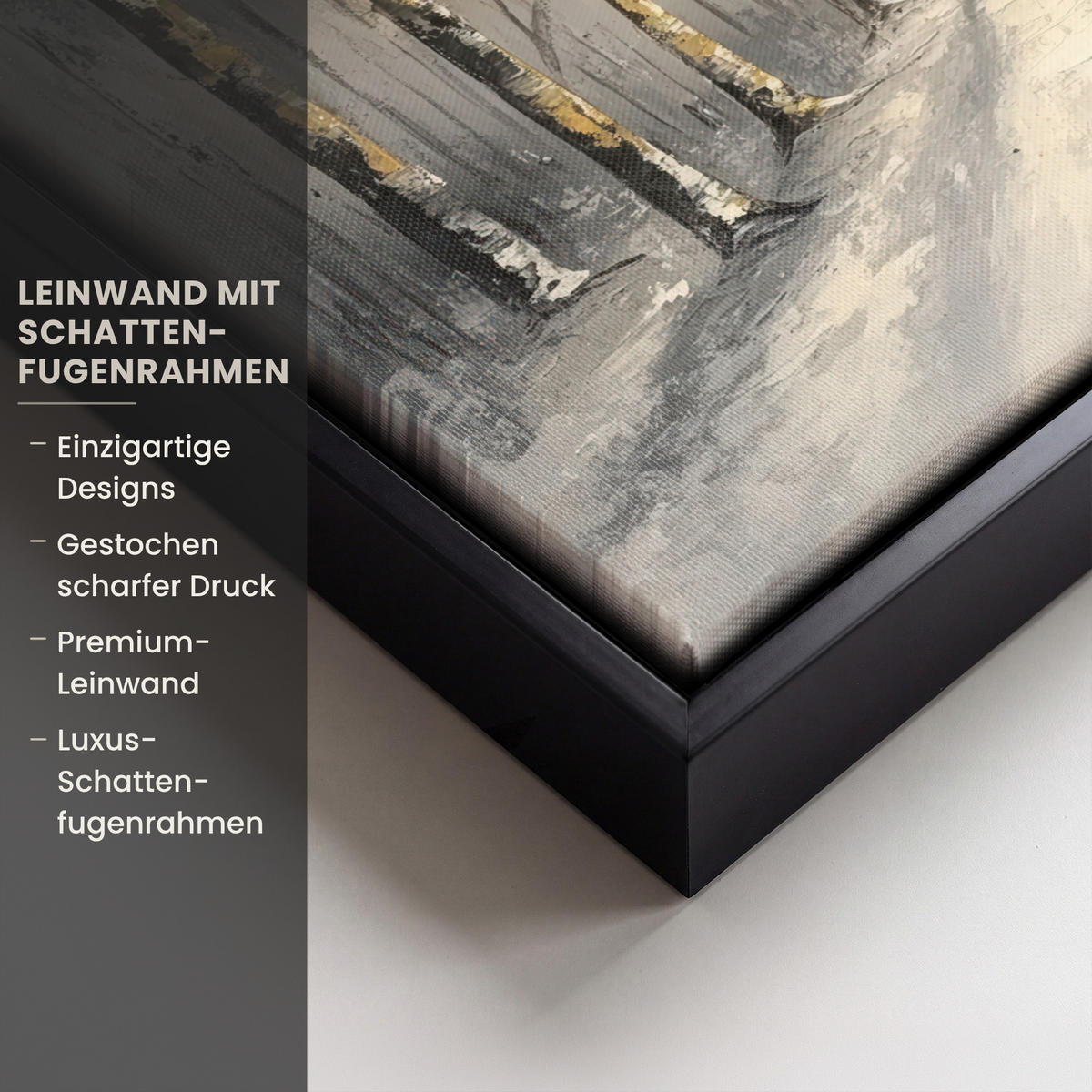 LEINWAND Bilder mit Rahmen - Winter - Abstrakt - Schnee - Natur - Sonne - 30x20 - Grau, Textil (30/20cm) - MuchoWow