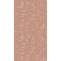 FOTOTAPETE Line Art Gesichter 150 x 279 cm - Terracotta, Papier (150/279cm) - ESTAhome