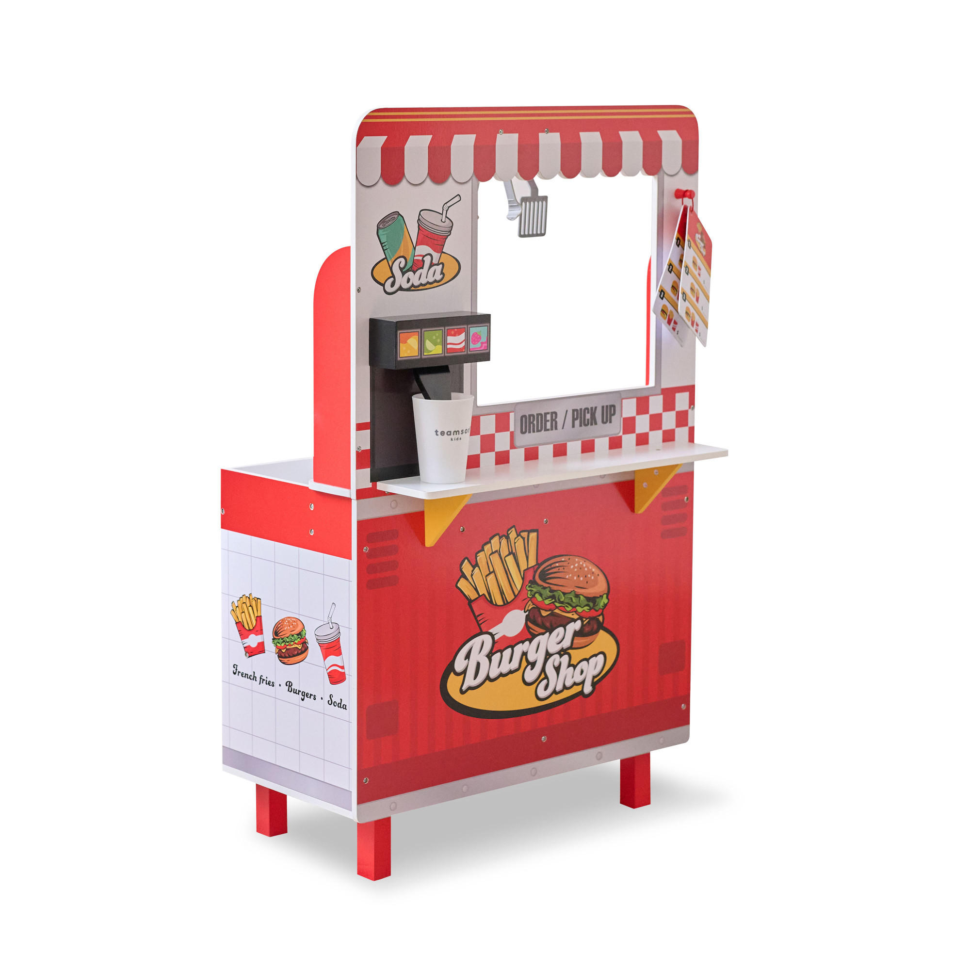 BURGERLADEN Spielset Flip & Fry, Rot, 96cm - Rot, Holzwerkstoff (40/96/59cm) - Teamson Kids