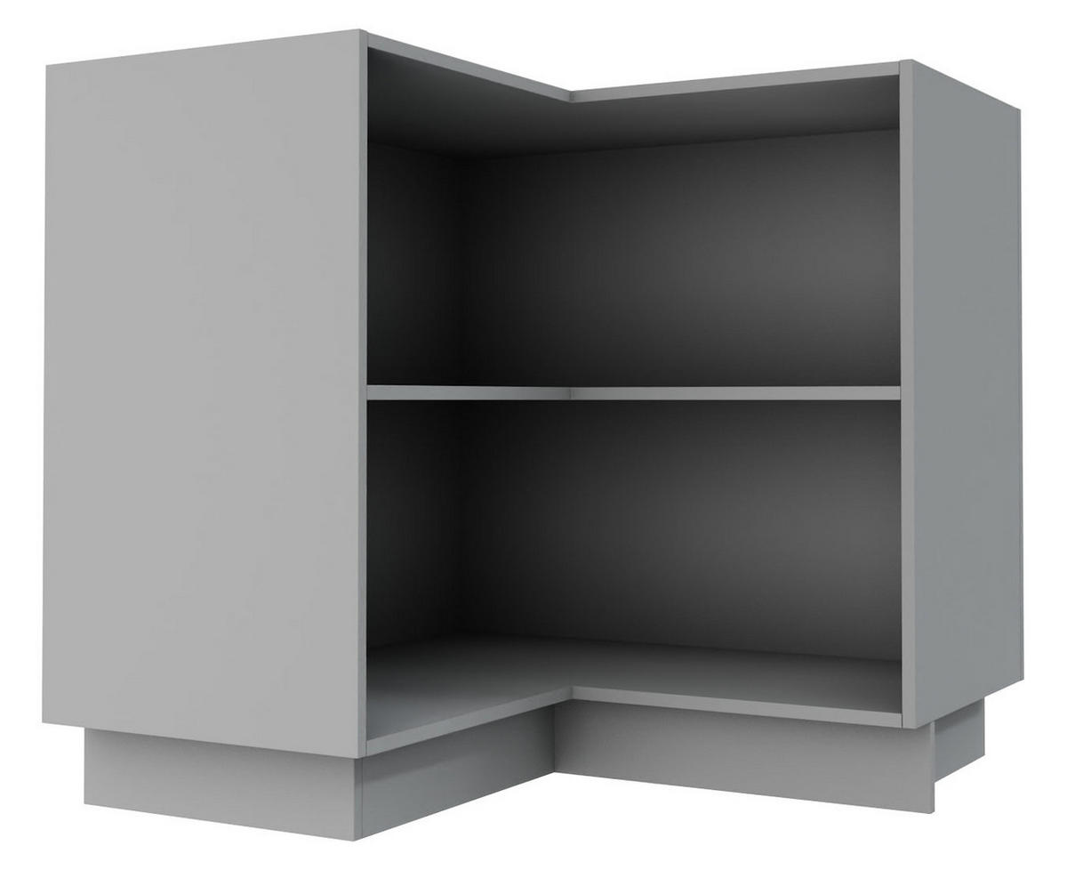 ECKUNTERSCHRANK Essen D12/90 Grau / Graphit Hochglanz 84 / 84 / 82cm ohne Einlegeboden - Graphitfarben/Grau, Holz/Holzwerkstoff (84/82/84cm) - Feldmann-Wohnen