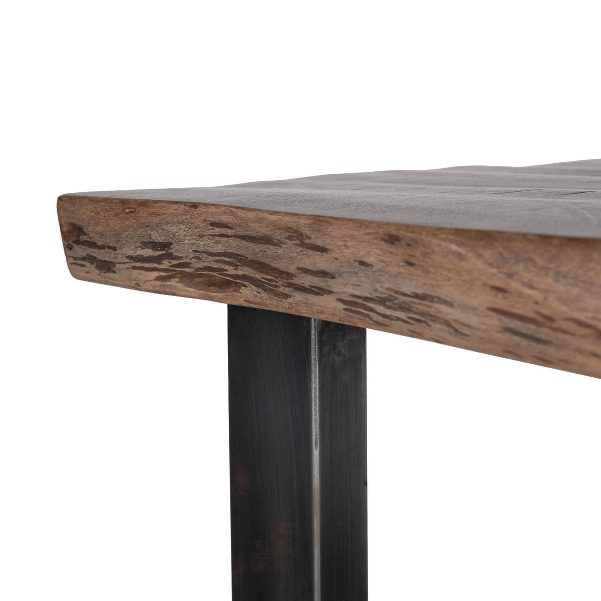 BARTISCH - Akazie massiv / Eisen - Anthrazit/Akaziefarben, Holz/Metall (55/120/105cm) - home24