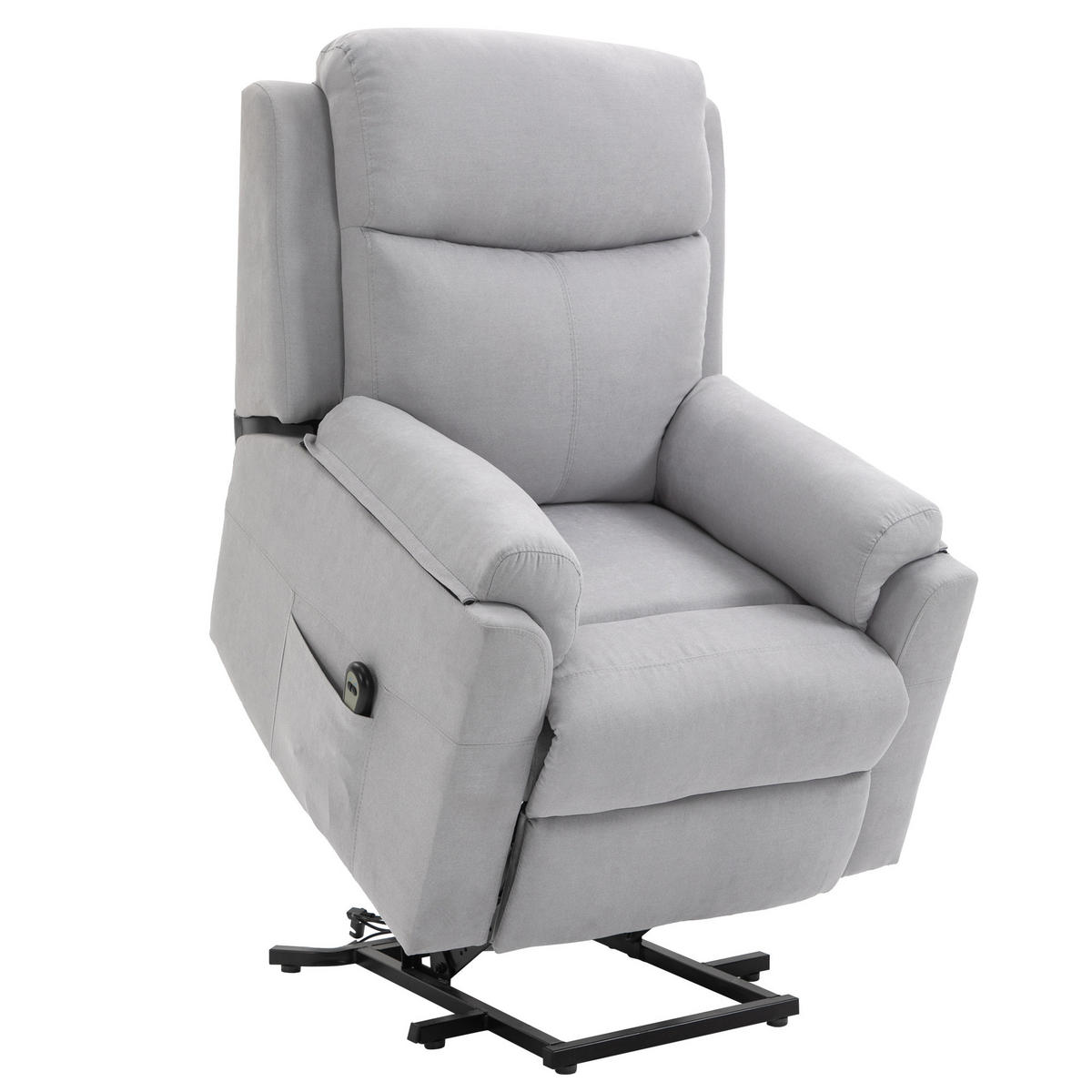 FERNSEHSESSEL mit Aufstehhilfe, Hellgrau - Hellgrau/Schwarz, Textil/Metall (89/102/83cm) - HOMCOM