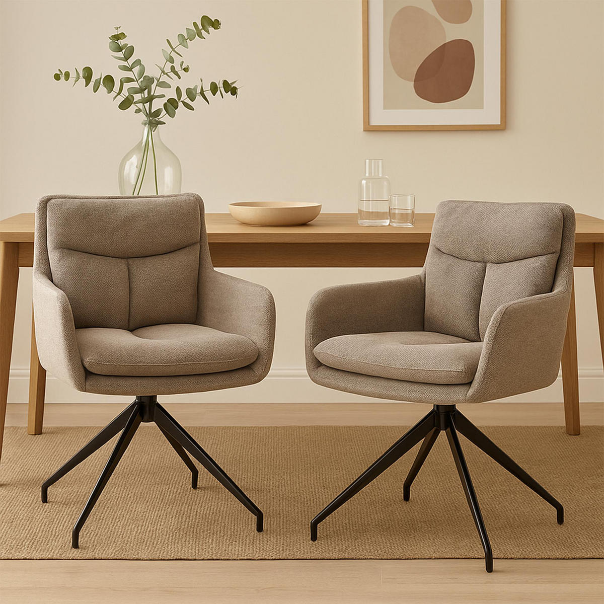 ESSZIMMERSTUHL 2er Set Stoff Taupe - Taupe, Textil/Metall (57/83/62cm) - CLP