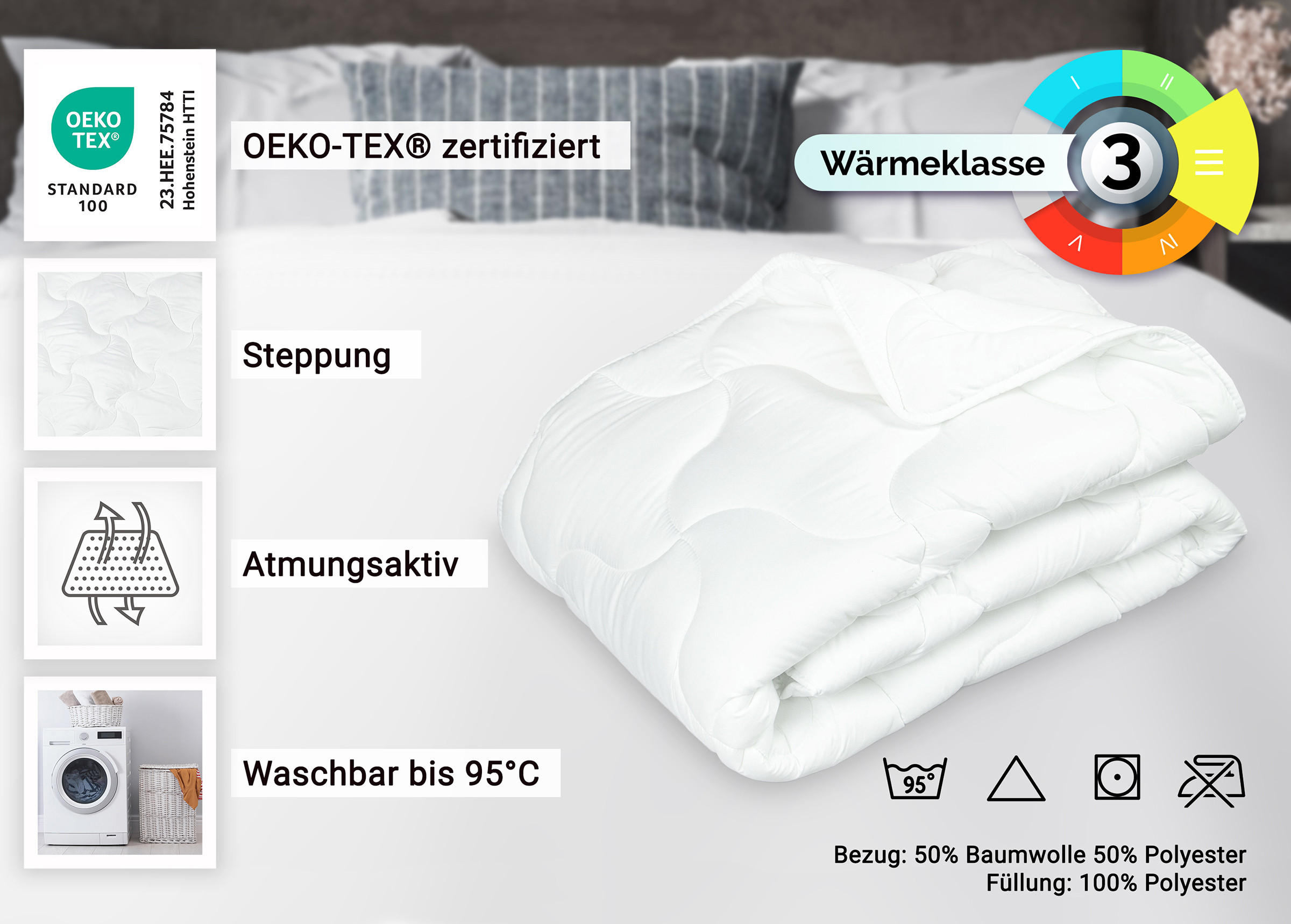 BETTDECKE, 100% Polyester - Weiß, Textil (135/200cm) - Zollner