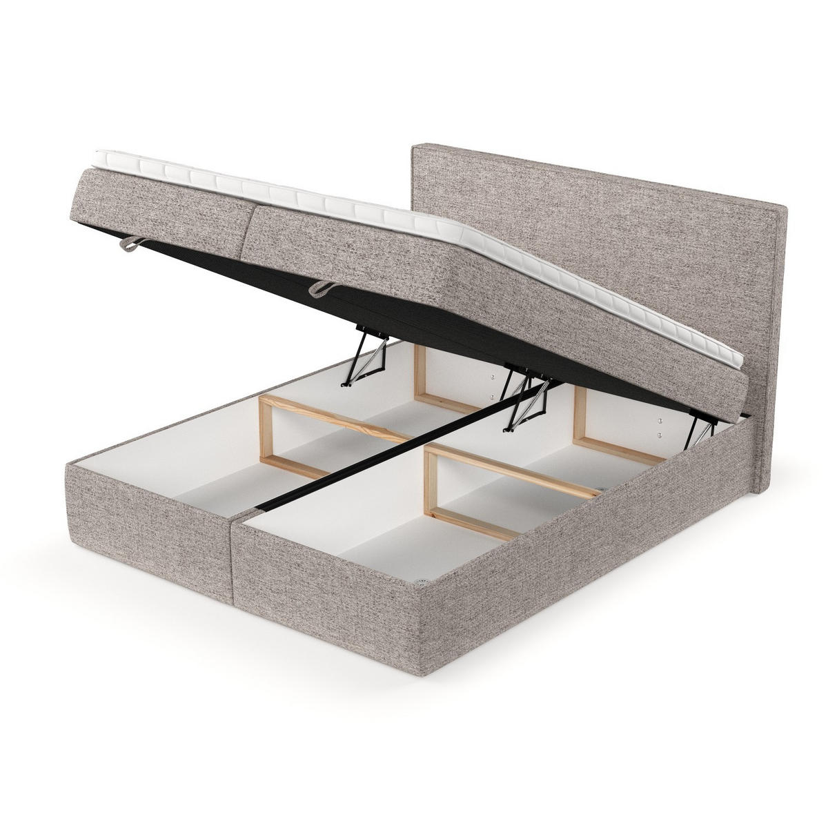 BOXBETT Velma 140/200 cm Beige im Neve Stoff - Beige/Schwarz, Holz/Holzwerkstoff (140/200cm) - AltaBeds