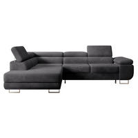 ECKSOFA Stevil Dunkelgrau Cordbezug - Dunkelgrau/Silberfarben, Textil/Metall (275/203cm) - Selsey