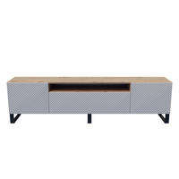 TV-SCHRANK Weiß Nikol Frezierte Fronten Metallbeine 200 cm - Weiß/Eiche Artisan, Holzwerkstoff (200/53/41cm) - Sepro Meble