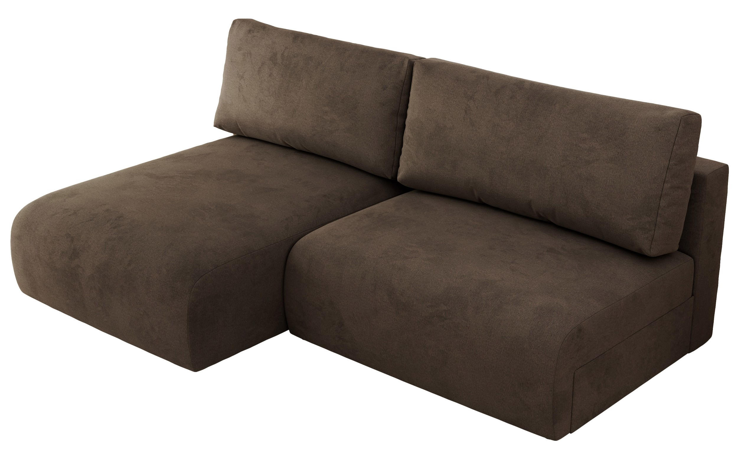 ECKSCHLAFSOFA VIVO L Braun Velvet - links - Schwarz/Braun, Kunststoff/Textil (223/150cm) - MKS