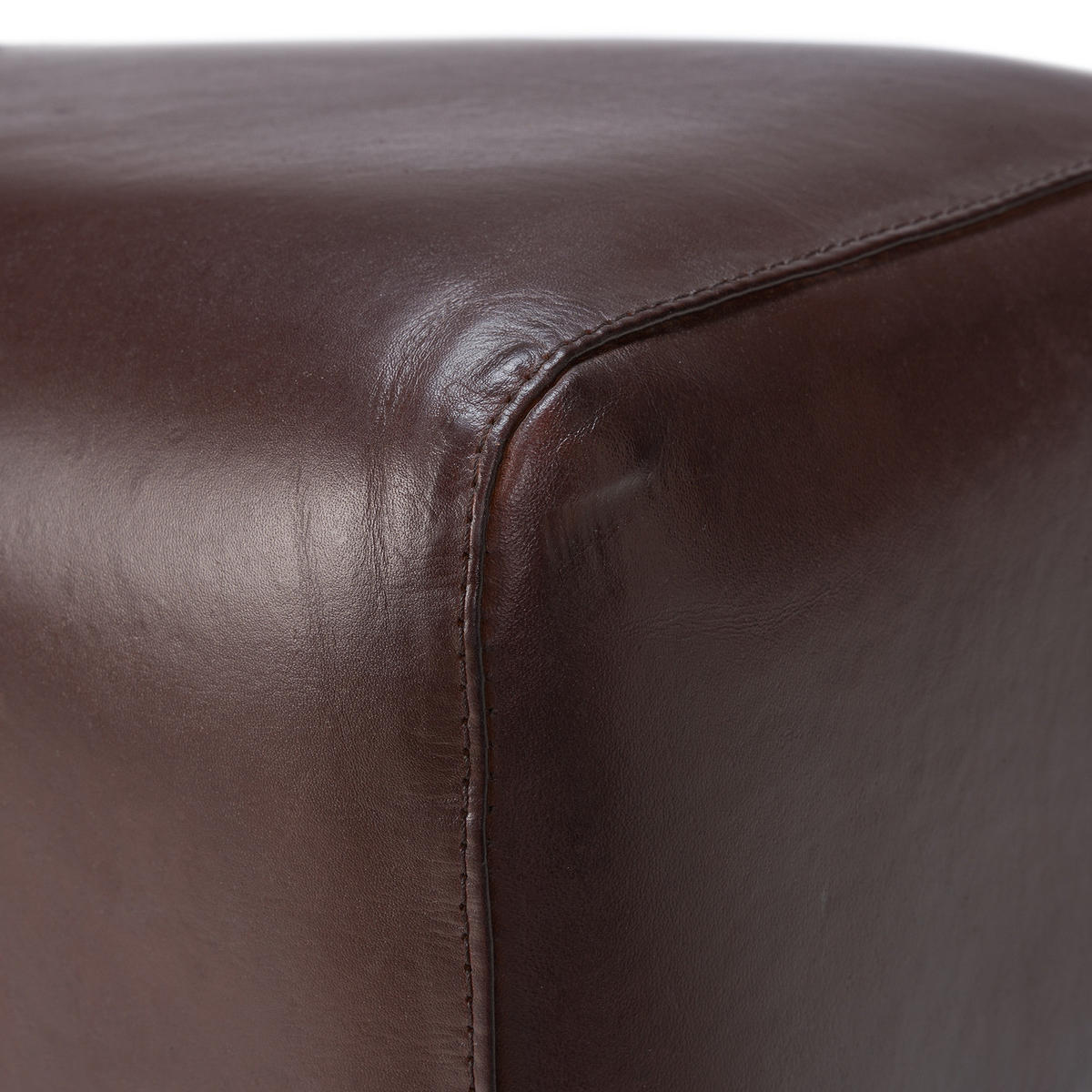 SITZBANK - Echtleder, Teak massiv - Cognac, Leder (140/47/32cm) - home24