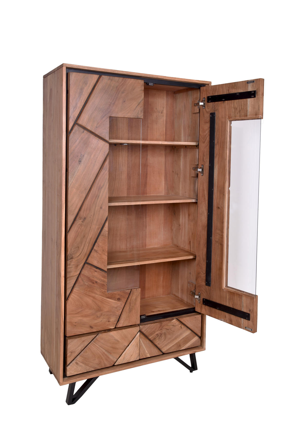 SCHRANK Ebba Offene Front Akazienbraun 180x40x90cm - Akaziefarben, Holz (90/180/40cm) - DELUKE