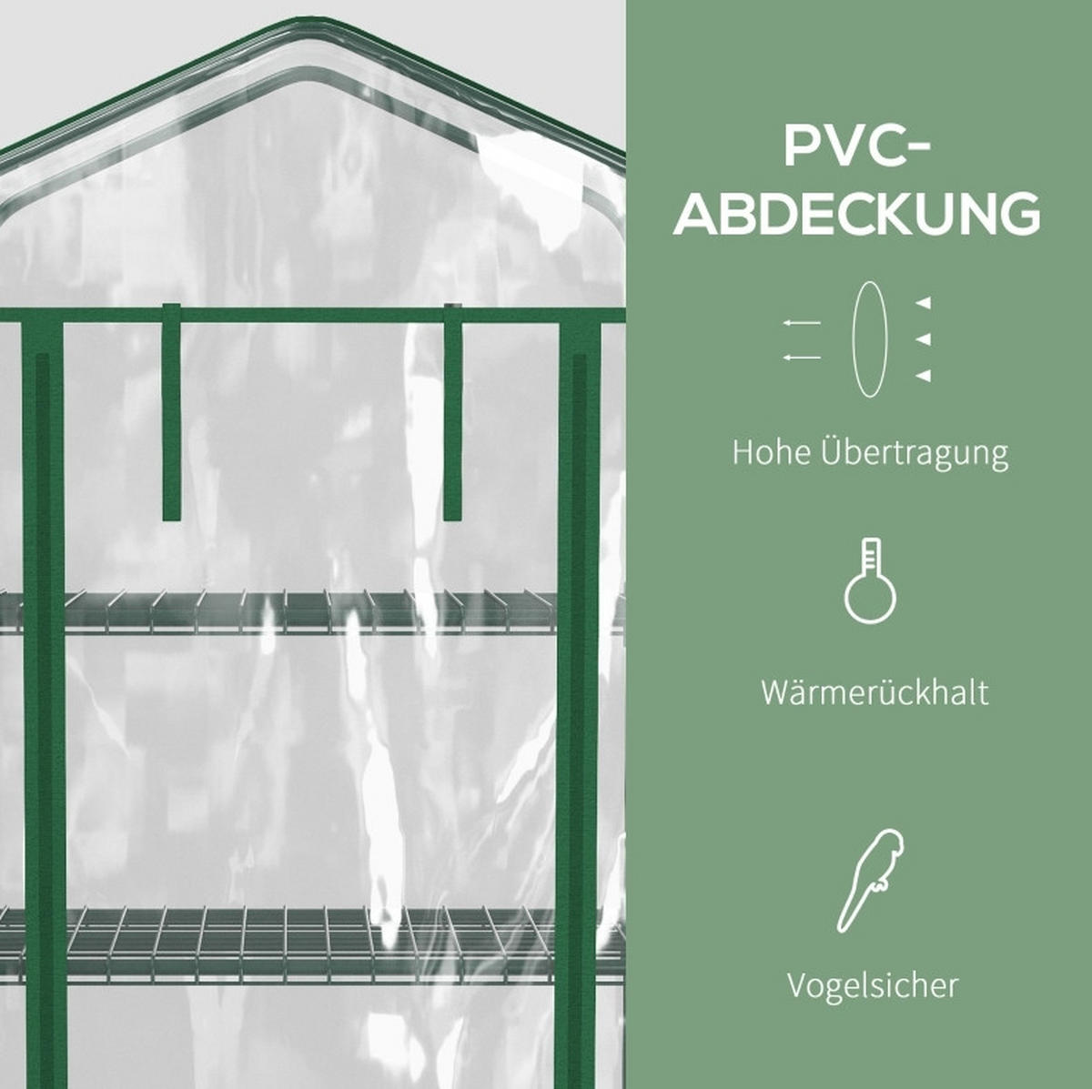 GEWÄCHSHAUS 69/165/50 cm Transparent aus Stahl mit 4 Regalböden - Transparent, Metall (50/165/69cm) - OKMYHOME