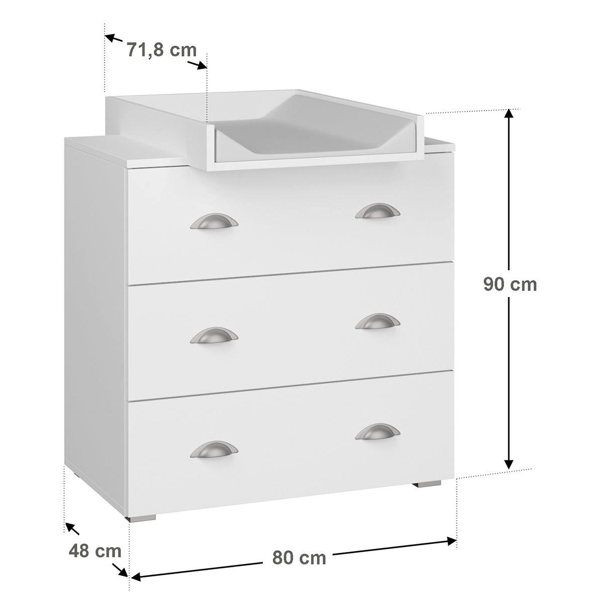 DJEČJA KOMODA Lio Matt bijelo - bijela, drvni materijal (80/90/48cm) - Petits-meubles
