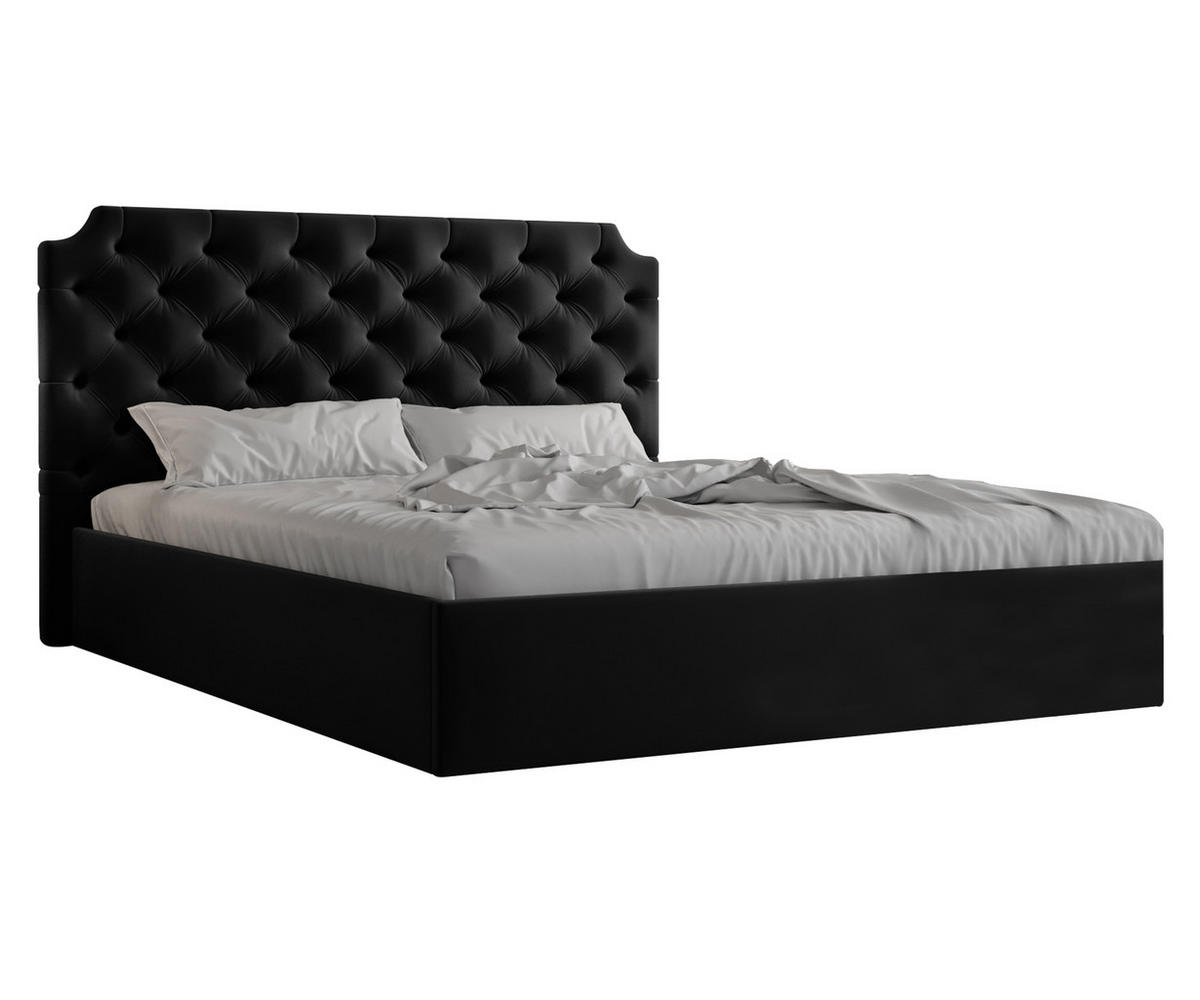 POLSTERBETT Tybilla 140/200 cm in Schwarz – mit Bettkasten und luxuriösem Stil - Schwarz, Holz/Holzwerkstoff (140/200cm) - AX Living