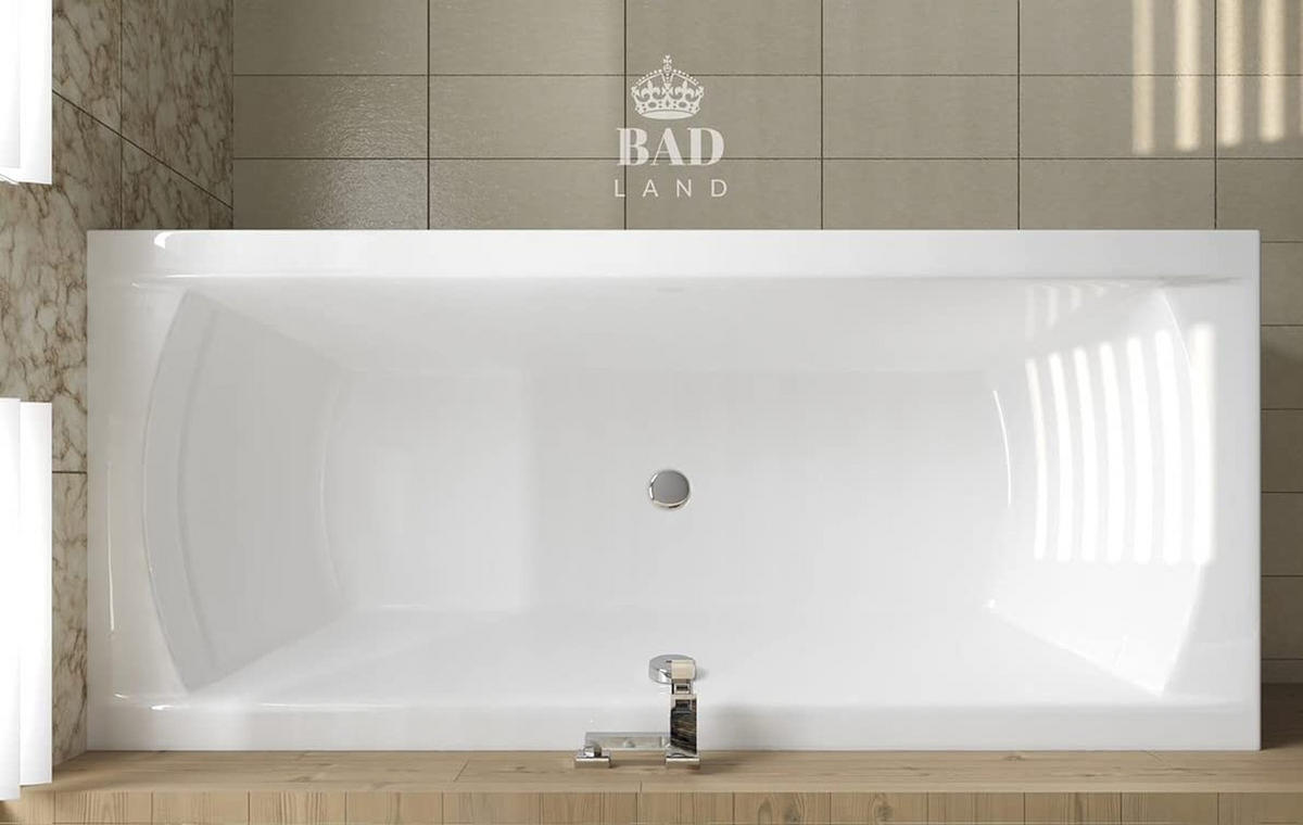 BADEWANNE Rechteck INES 190/90 mit Schürze Ablauf Füße - Weiß, Kunststoff (90/62/190cm) - bad land