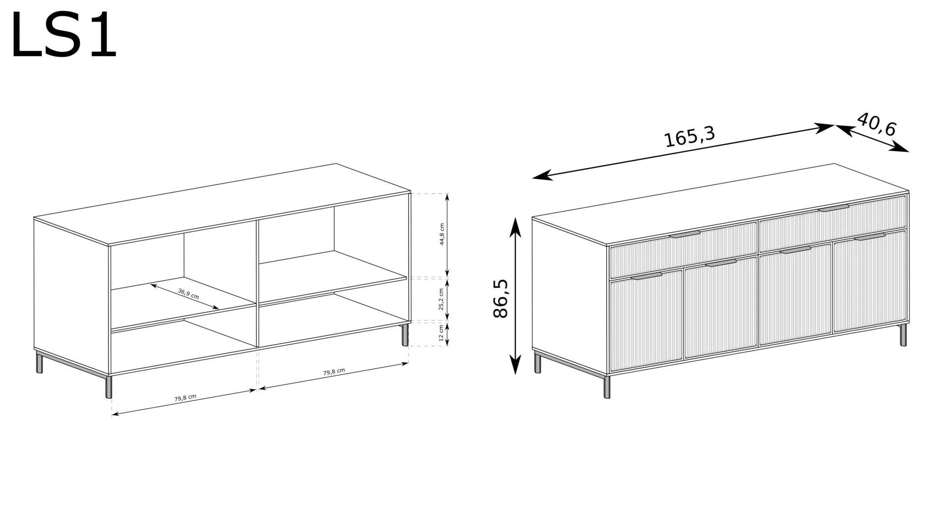 KOMMODE LINKA STYLES LS-01 - Dunkelgrün, Holzwerkstoff (165/87/41cm) - Meblini