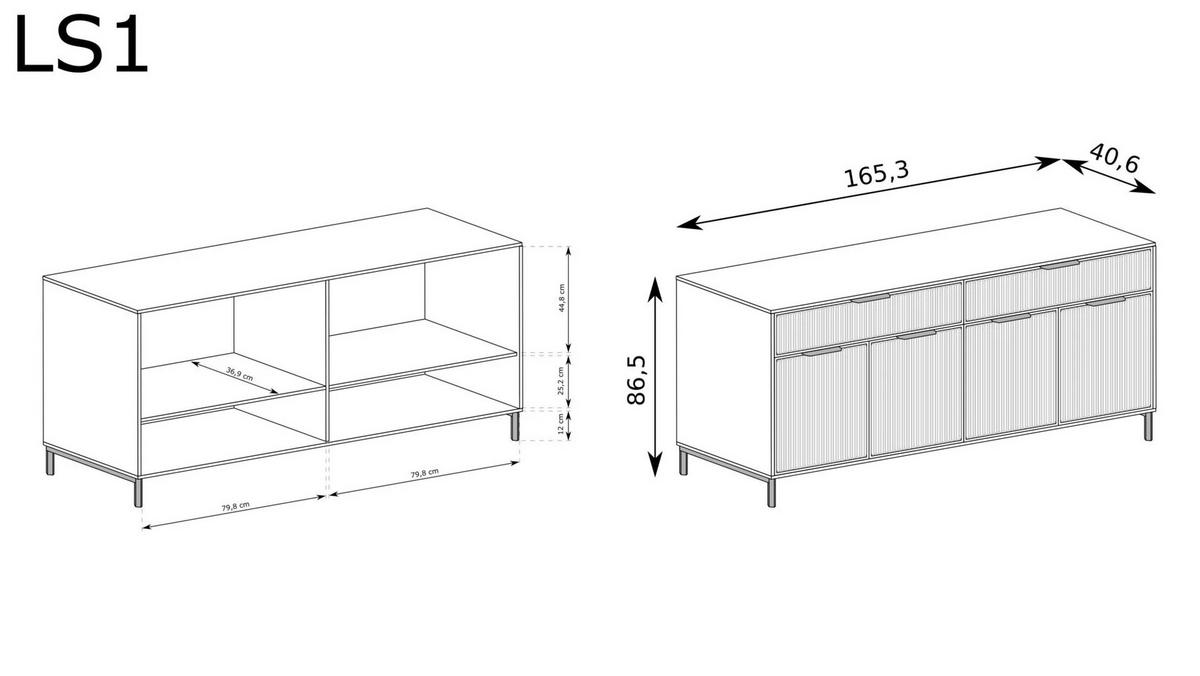 KOMMODE LINKA STYLES LS-01 - Kaschmir, Holzwerkstoff (165/87/41cm) - Meblini