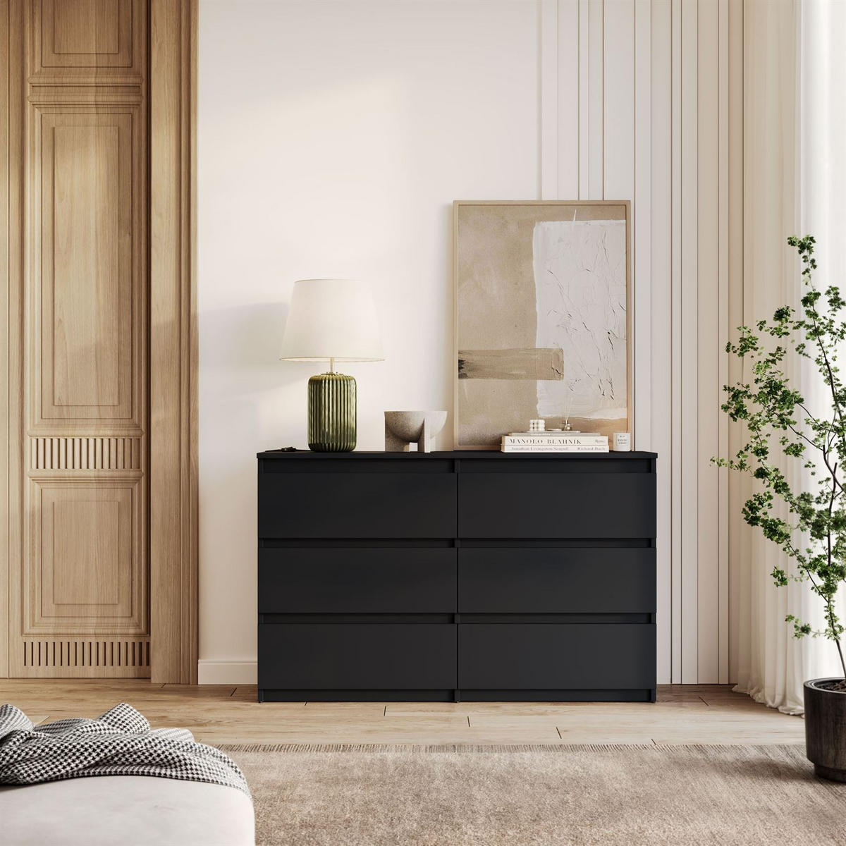 SIDEBOARD HANA M6 Schwarz 120cm - Schwarz, Holzwerkstoff (120/74.4/30cm) - Lookway