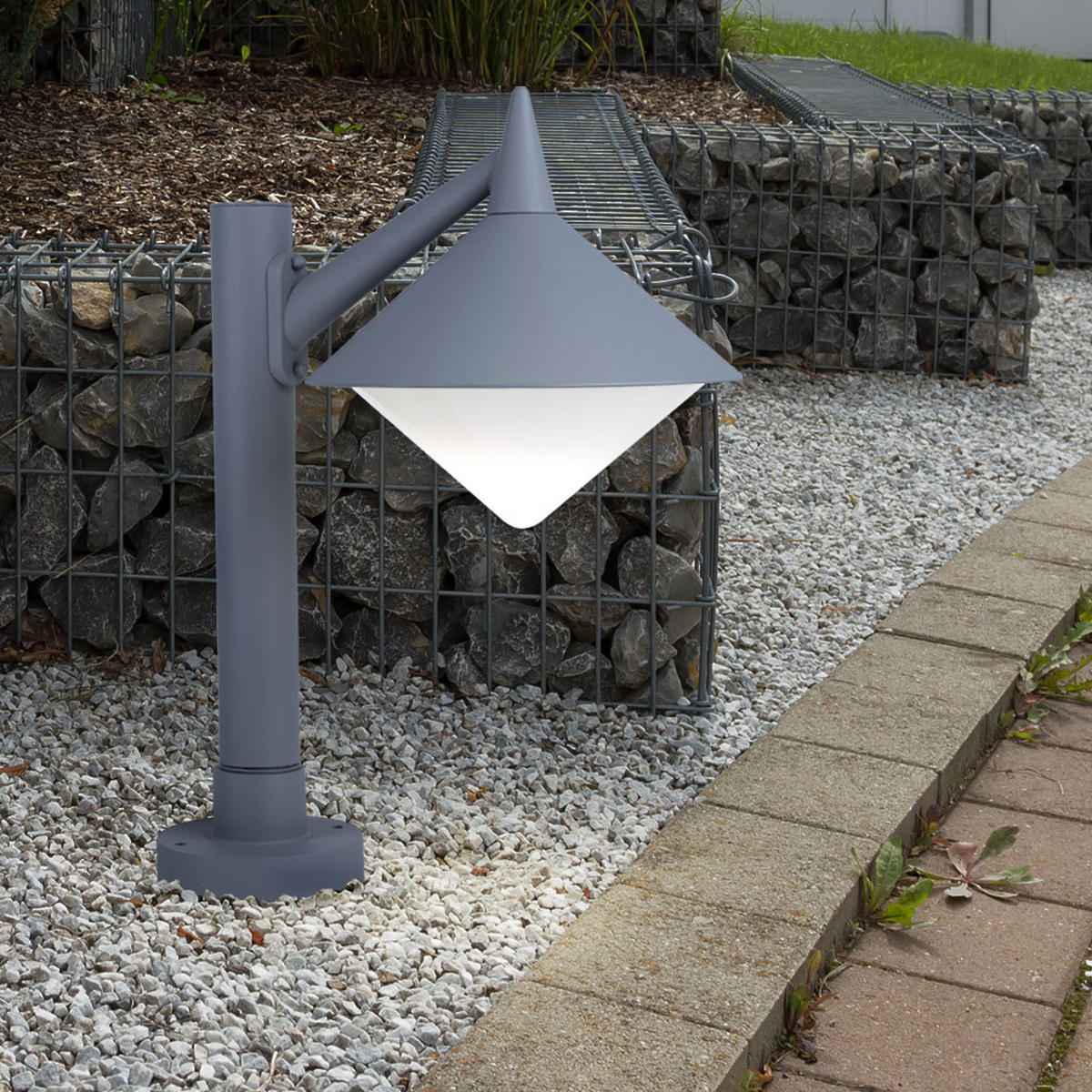LED STEHLEUCHTE MANHATTAN Grau ALU - Grau, Kunststoff/Metall (26/58/40cm)