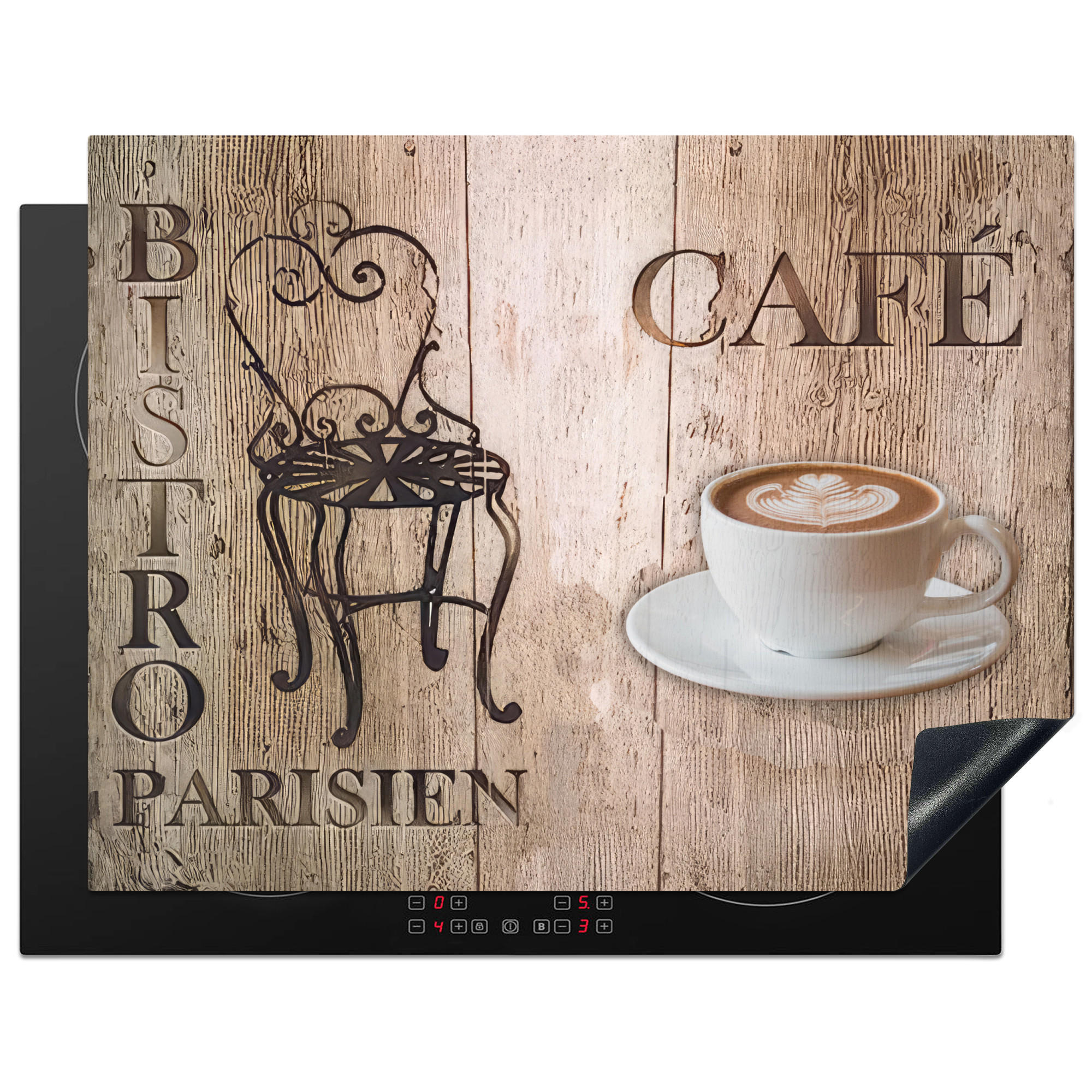 HERDABDECKPLATTE Bistro Parisien - Café - Kaffee - Jahrgang 77x59 cm - Cappuccino, Kunststoff (77/0.2/59cm) - MuchoWow