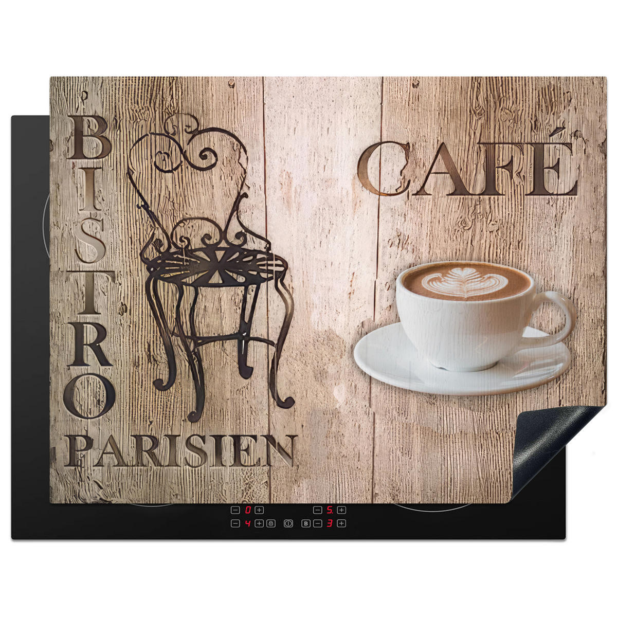 HERDABDECKPLATTE Bistro Parisien - Café - Kaffee - Jahrgang 77x59 cm - Cappuccino, Kunststoff (77/0.2/59cm) - MuchoWow