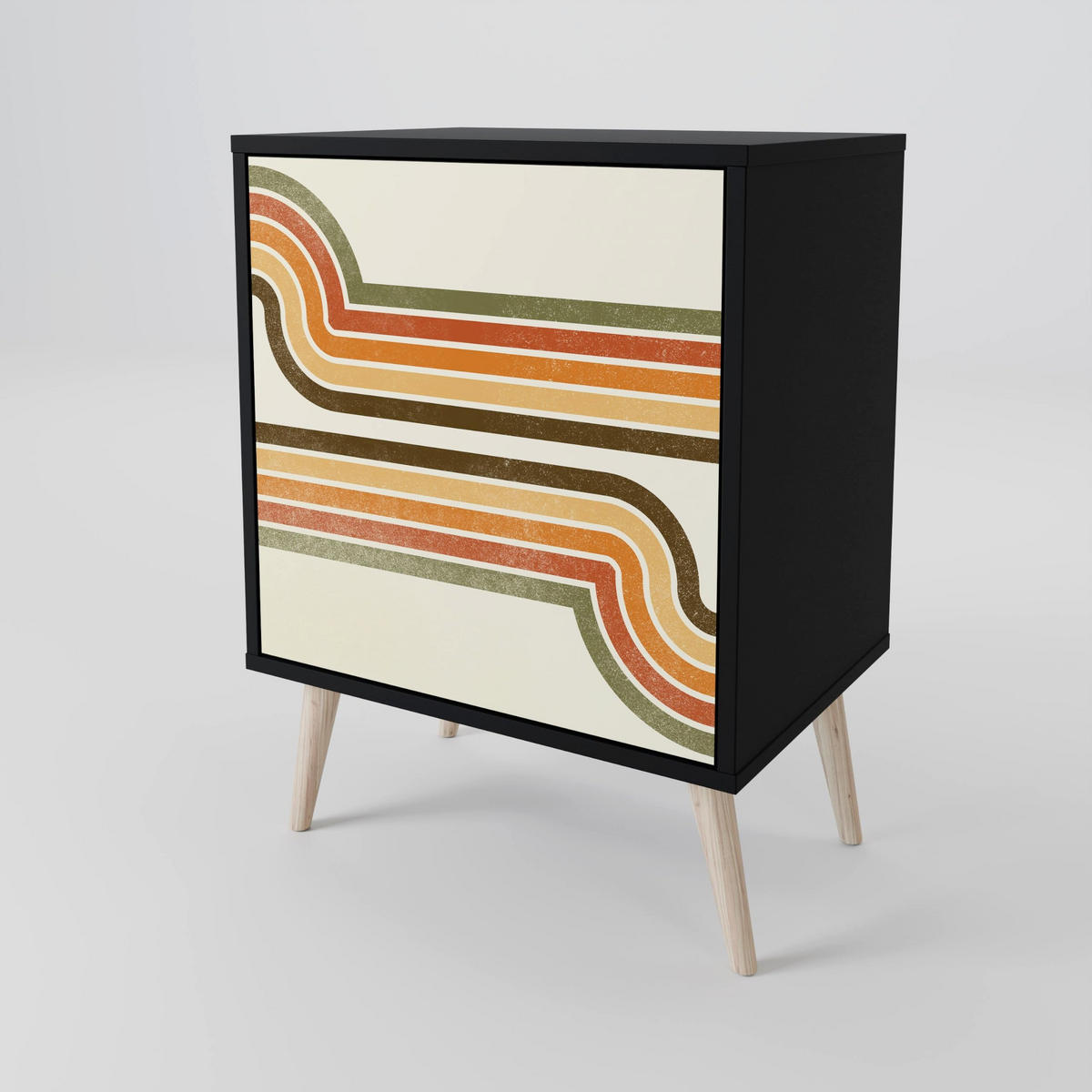 SIDEBOARD EXCEPTIONAL STREAM, Schwarz, 57,5x42x67,5 cm, Schwarze Metall-Rahmenfüße - Multicolor/Schwarz, Holzwerkstoff/Metall (57.5/67.5/42cm) - SpaceRebels