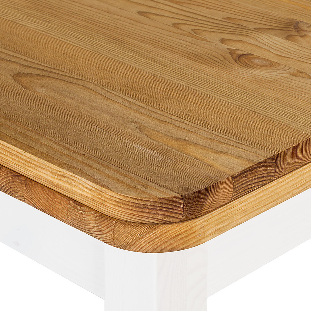 ESSTISCH mit ansteckplatten - Kiefer massiv - Weiß/Kieferfarben, Holz (77/77/74cm) - home24