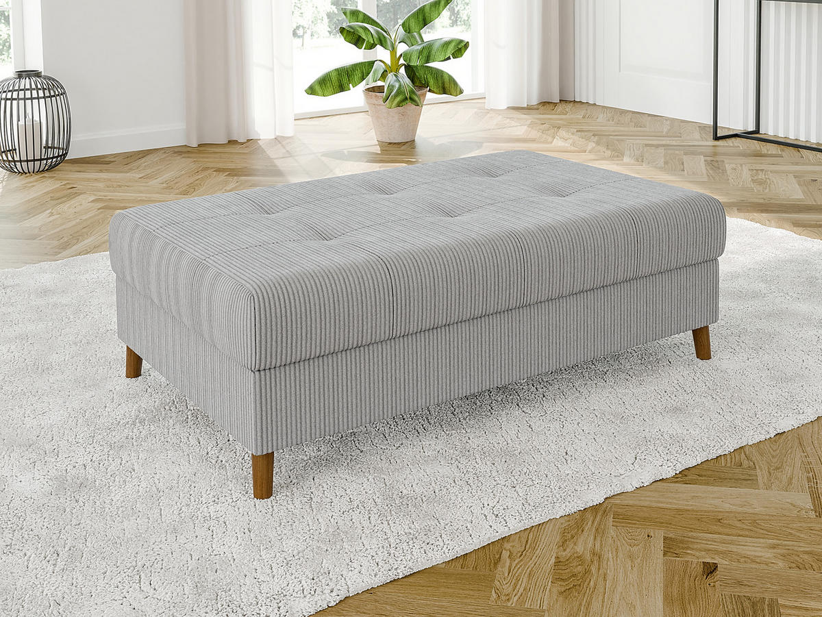 HOCKER Alma Hellgrau Cord - Hellgrau/Braun, Holz/Textil (118/40/73cm) - S-Style Möbel