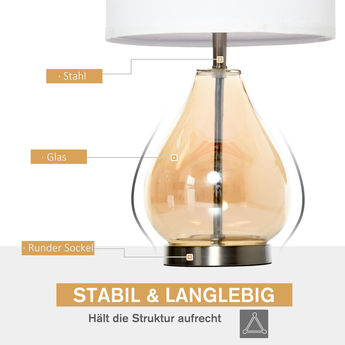 TISCHLAMPEN, Tischleuchten, Bernstein - Multicolor, Metall (30/30/56cm) - HOMCOM