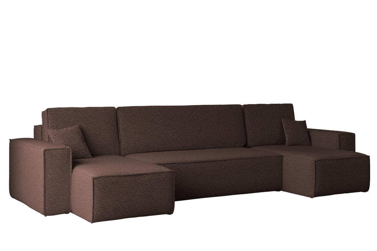 ECKSOFA Mit Schlaffunktion Und Bettkasten U-form BEST stoff Abriamo Braun - Braun, Holz (98/312cm) - Kaiser Möbel