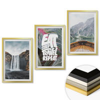 WANDBILDER 3er Set - 40x60 cm Goldrahmen - Wasserfall Berge Natur Boot - Goldfarben, Kunststoff (40/60cm) - ArtPrintCave