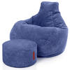 LOUNGE-SITZSACK Cozy + Fußhocker - Dunkelblau, Textil (80/90/90cm) - Green Bean