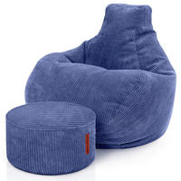 LOUNGE-SITZSACK Cozy + Fußhocker - Dunkelblau, Textil (80/90/90cm) - Green Bean