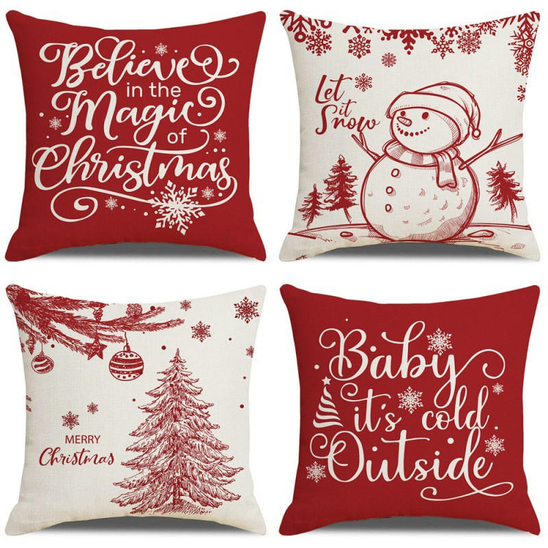 KISSENBEZUG – Weihnachtskissenbezug (Kissenfüllung nicht enthalten) – 45 x 45 cm – Multicolor(vier Stück) - Multicolor, Textil (45/45cm)