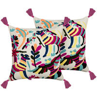 DEKOKISSEN 2er-Set Bunt 50/50 cm Raiganj - Multicolor, Naturmaterialien/Textil (50/50cm) - Beliani