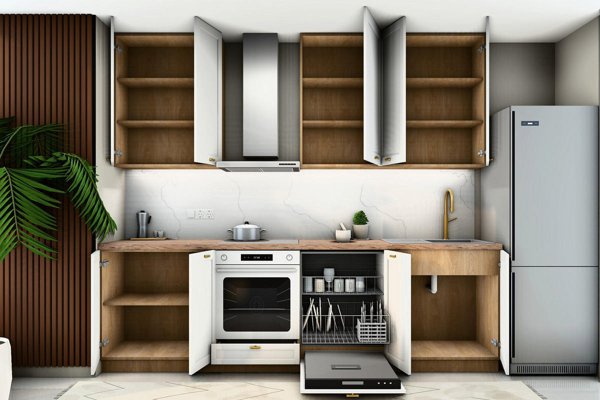 KÜCHENZEILE Sorento Weiß & Sonoma Eiche – 280 cm – KÜ-SORENTO5-001 - Weiß, Holzwerkstoff (280/247/52cm) - ROYAL24_MARKT